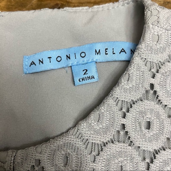 Antonio Melani Grey Eyelet lace overlay mid length sleeveless dress Size 2 - Picture 12 of 16